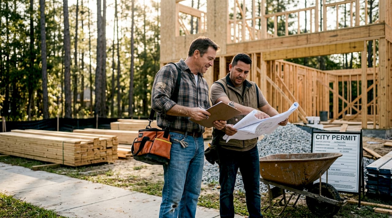 Supervisor and contractor at Jacksonville build site