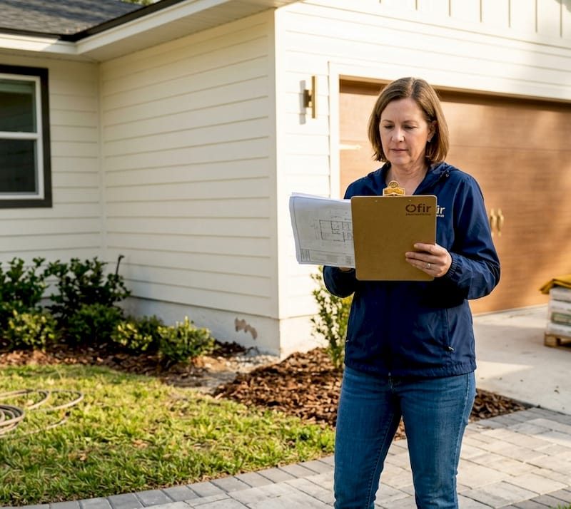 Jacksonville home renovations that actually pay you back Homeowner reviewing renovation plans outside
