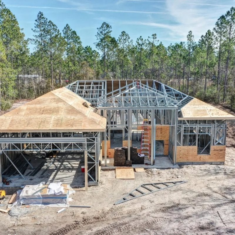 The Timeline of a High-End Custom Build Light gauge metal framing of a custom home by Ofir Engineering