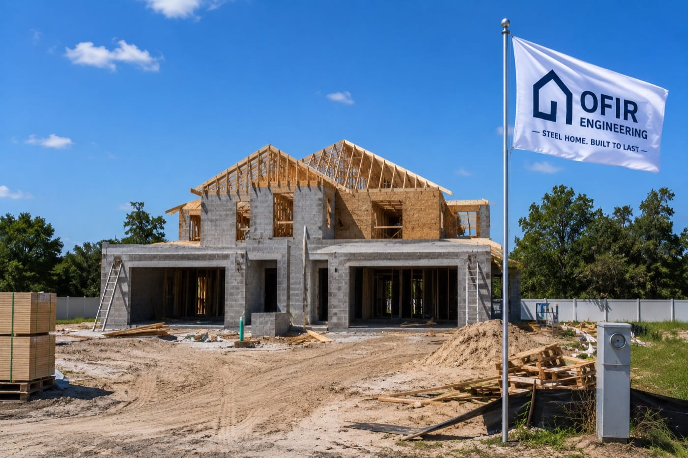 Steel frame home built by Ofir Engineering, licensed Florida general contractor, in Jacksonville